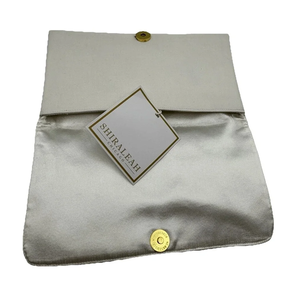 Shiraleah Chicago Reiki Clutch Ivory Embroidered Metallic Foldover Bag NWT‎